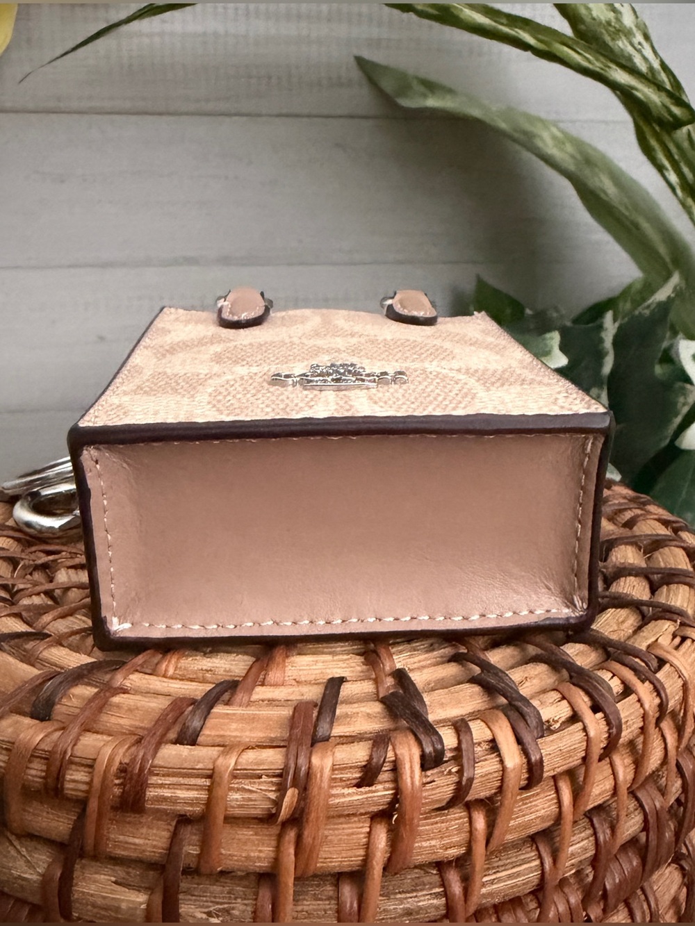 Coach North/South Mini Tote Bag Charm in Signature Canvas Tan & Beige F2448 NWOT - Picture 6 of 11